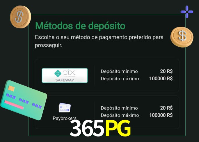 O cassino 365PG oferece uma grande variedade de métodos de pagamento